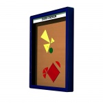 Info-Wandvitrine, 142 cm hoch, 107x6,5 cm (B/T), Rückwand Stoff, 